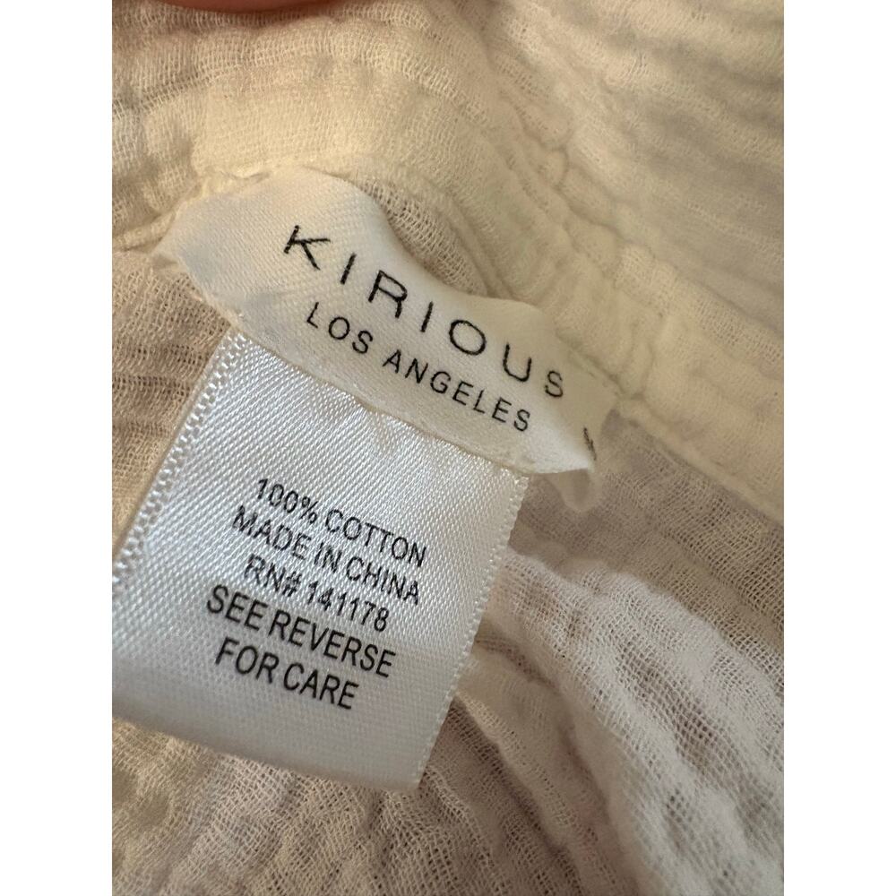 Kirious Los Angeles White 100% Cotton Gauze Tie Front Button-Up Beach Blouse - Picture 6 of 9